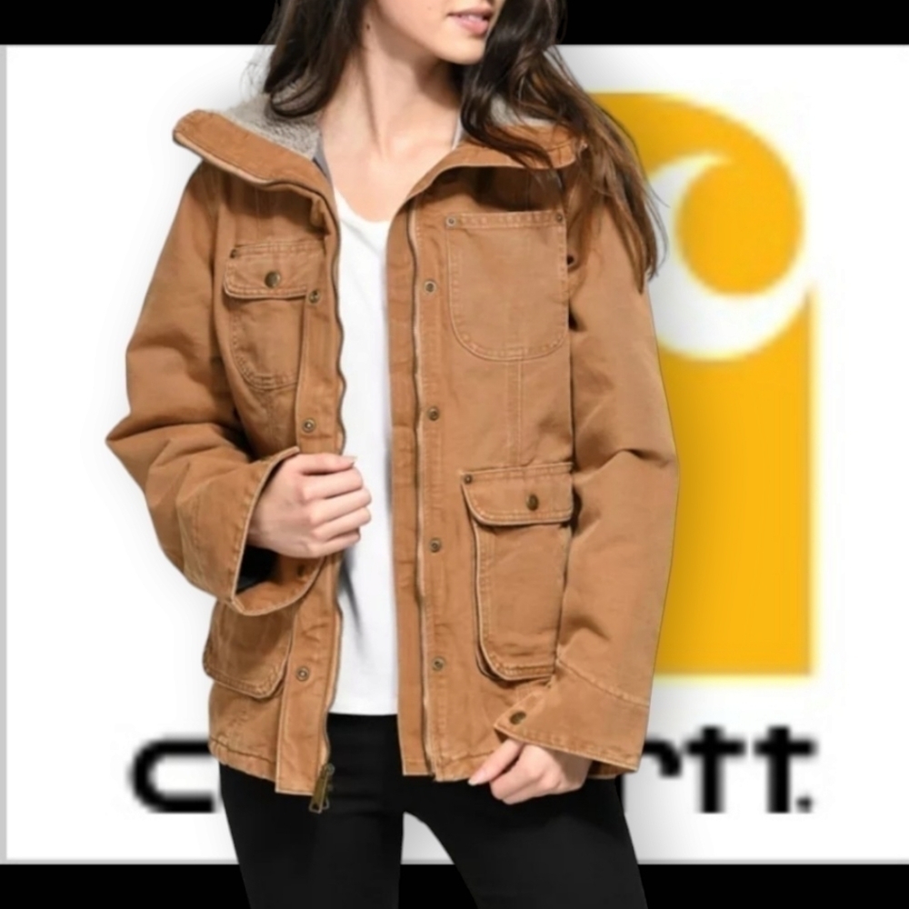 Kelsey Asbille Monica Dutton Carhartt Women's Weathered Duck Wesley Coat M - Picture 2 of 13
